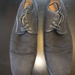 John Varvatos Black Canvas Lace-Up Oxfords